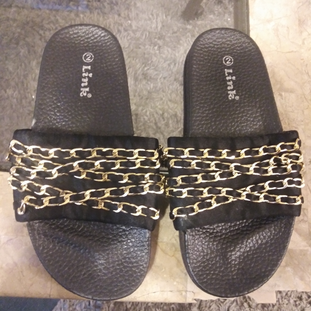 Black and Gold Sandals